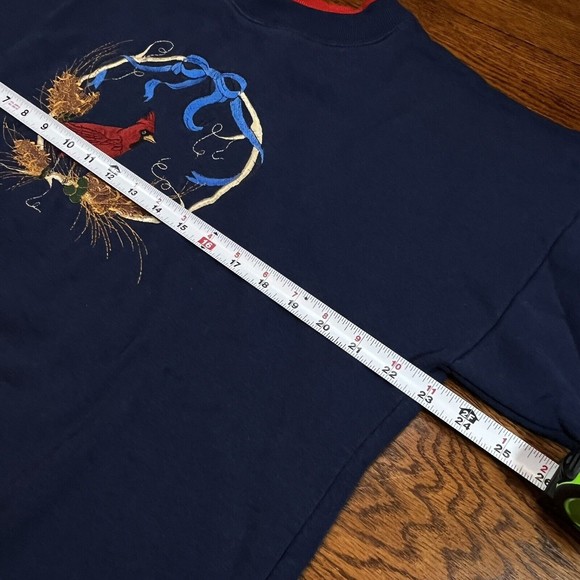 VTG Red Cardinal Bird Lovers Birdwatching Birding Sweatshirt Size Large USA Made - Picture 7 of 8